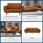 Camel Faux Leather Novogratz UK Brittany Futon
