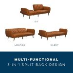 Camel Faux Leather Novogratz UK Brittany Futon