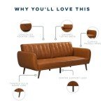 Camel Faux Leather Novogratz UK Brittany Futon