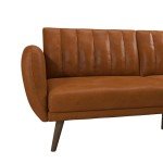 Camel Faux Leather Novogratz UK Brittany Futon