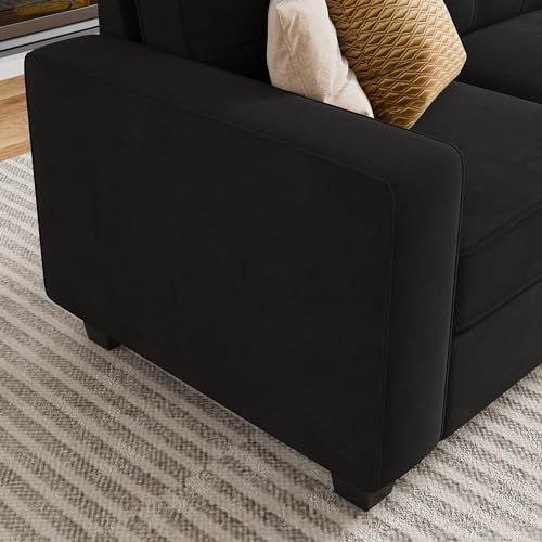 HONBAY Velvet U-Shaped Sleeper Sectional Sofa