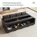 Brown Modular Sectional Sleeper Sofa with Storage
