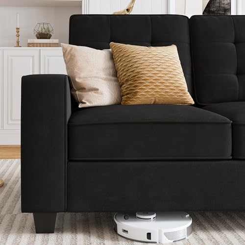HONBAY Velvet U-Shaped Sleeper Sectional Sofa