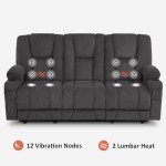MCombo Gray Power Reclining Sofa with Heat & Massage