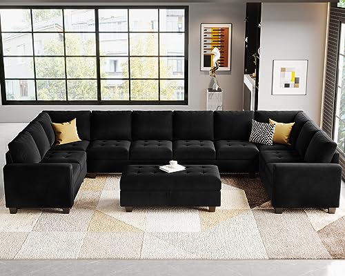 Belffin Oversized Velvet U-Shaped Sectional Sofa Set