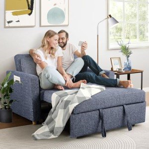 Navy Blue 3-in-1 Convertible Sofa Bed