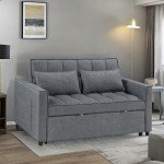 Grey Modern Sleeper Loveseat Sofa Bed