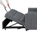 Grey Modern Sleeper Loveseat Sofa Bed