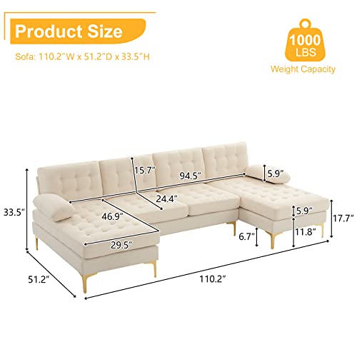 Imseigo 110" Large Reversible Sectional Sofa
