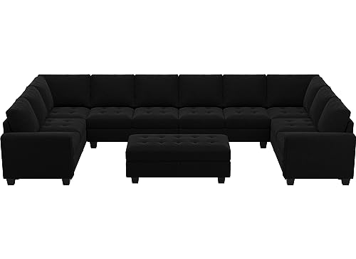 Belffin Oversized Velvet U-Shaped Sectional Sofa Set
