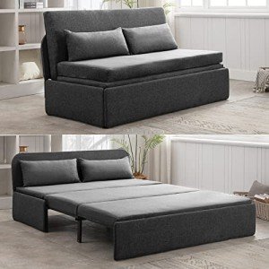 Queen Size Pull Out Sofa Bed in Dark Gray