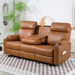 BAIJIAWEI Power Reclining 3-Seater Sofa - Brown