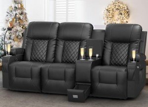 3-Seat Recliner Sofa with Console and USB Ports