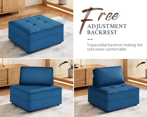 Modular 6-Seater U-Shaped Sofa in Blue Velvet