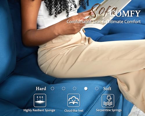 Modular 6-Seater U-Shaped Sofa in Blue Velvet