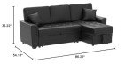 Black PU Leather Sleeper Sofa with Reversible Chaise