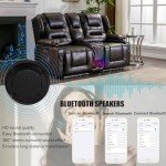 SAMERY Electric Recliner Loveseat with Console & Speakers