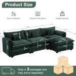 Oversized Chenille Sectional Sofa with Ottoman