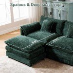 Oversized Chenille Sectional Sofa with Ottoman