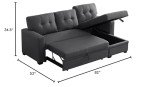 L-Shape Sleeper Sectional Sofa with Storage - Dark Gray