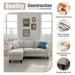 Beige Convertible L-Shaped Sectional Sofa Couch