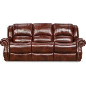 Telluride 100% Oxblood Leather Reclining Sofa
