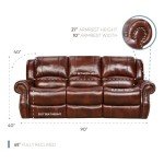 Telluride 100% Oxblood Leather Reclining Sofa