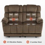 MCombo Dual Recliner Loveseat with Heat & Massage