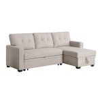 Beige L-Shaped Reversible Sleeper Sectional Sofa