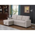 Beige L-Shaped Reversible Sleeper Sectional Sofa