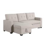 Beige L-Shaped Reversible Sleeper Sectional Sofa