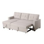 Beige L-Shaped Reversible Sleeper Sectional Sofa
