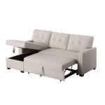 Beige L-Shaped Reversible Sleeper Sectional Sofa