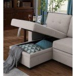 Beige L-Shaped Reversible Sleeper Sectional Sofa
