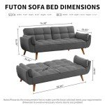 Modern Dark Gray Convertible Futon Sofa Bed
