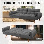 Modern Dark Gray Convertible Futon Sofa Bed