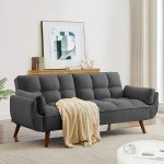 Modern Dark Gray Convertible Futon Sofa Bed