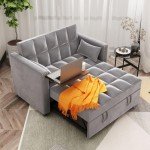 Versatile Velvet Sofa Bed with Hidden Table
