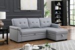 Reversible Black Leather Sleeper Sectional Sofa with Storage
