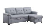 Reversible Black Leather Sleeper Sectional Sofa with Storage