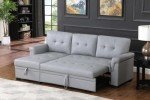 Reversible Black Leather Sleeper Sectional Sofa with Storage
