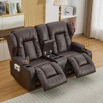 67" RV Loveseat Recliner with Console - Brown