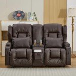 67" RV Loveseat Recliner with Console - Brown