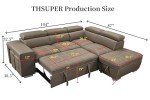 Light Brown L-Shaped Sectional Sofa with Pull-Out Bed