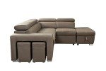 Light Brown L-Shaped Sectional Sofa with Pull-Out Bed