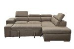 Light Brown L-Shaped Sectional Sofa with Pull-Out Bed