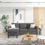 Modern Dark Grey Convertible Sectional Sofa with Storage