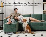Green Corduroy Convertible L-Shaped Sectional Sofa