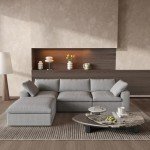 Light Grey Modular Sectional Sofa with Ottoman