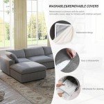 Light Grey Modular Sectional Sofa with Ottoman